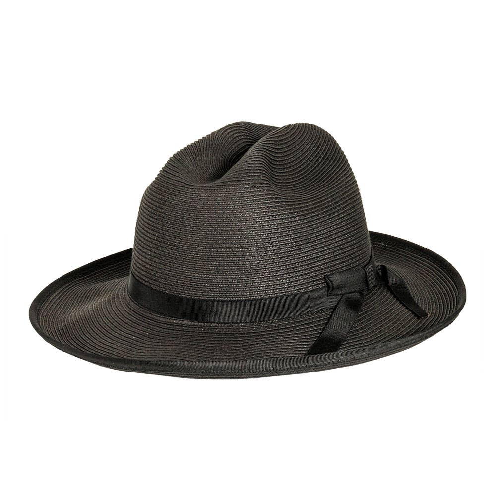Open Road Straw Fedora Hat - Black / XL 7 5/8