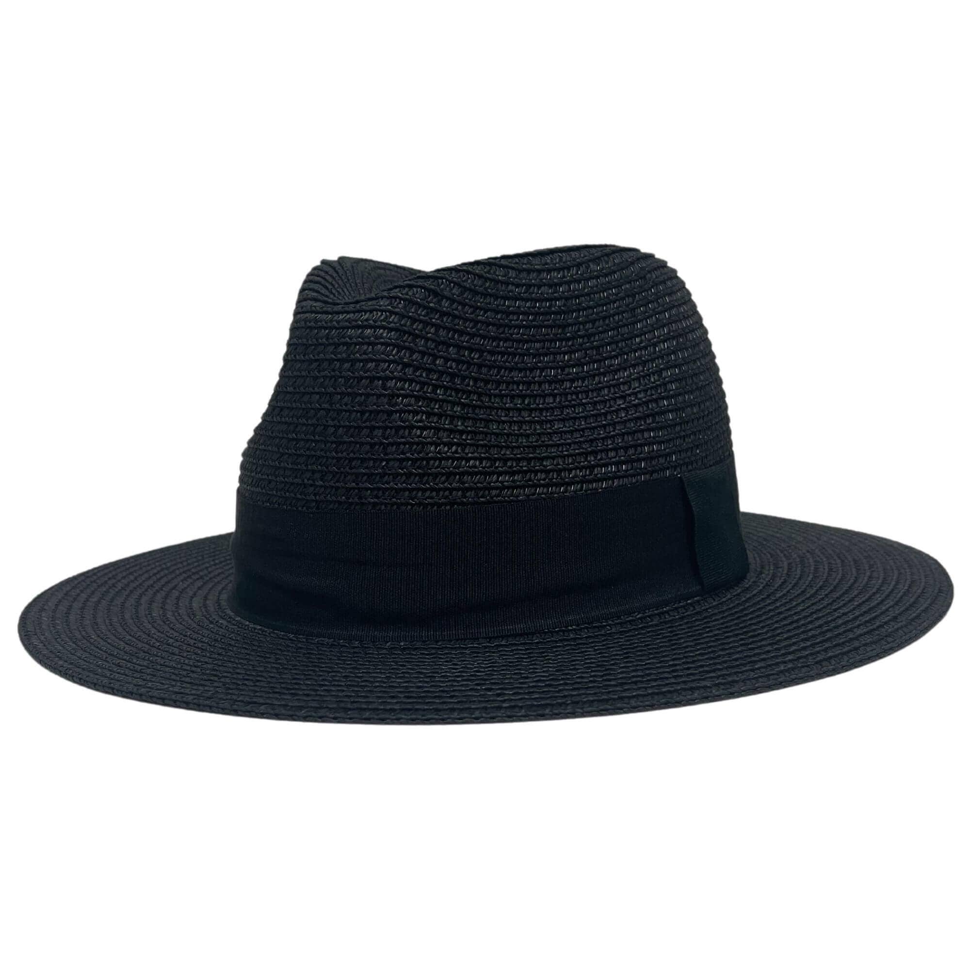Safari Fedora Straw Hat - Black / LG 7 3/8