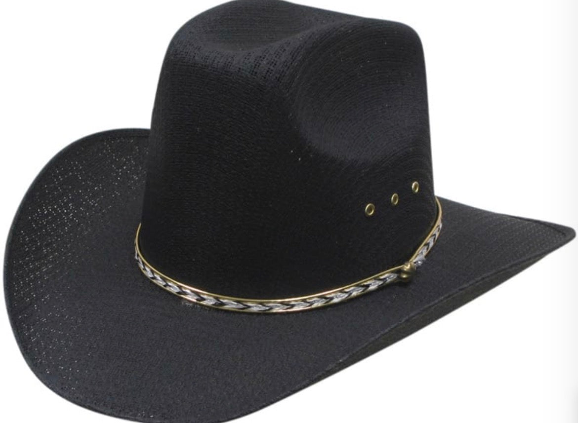 Tight Weave Black Straw Bull Rider