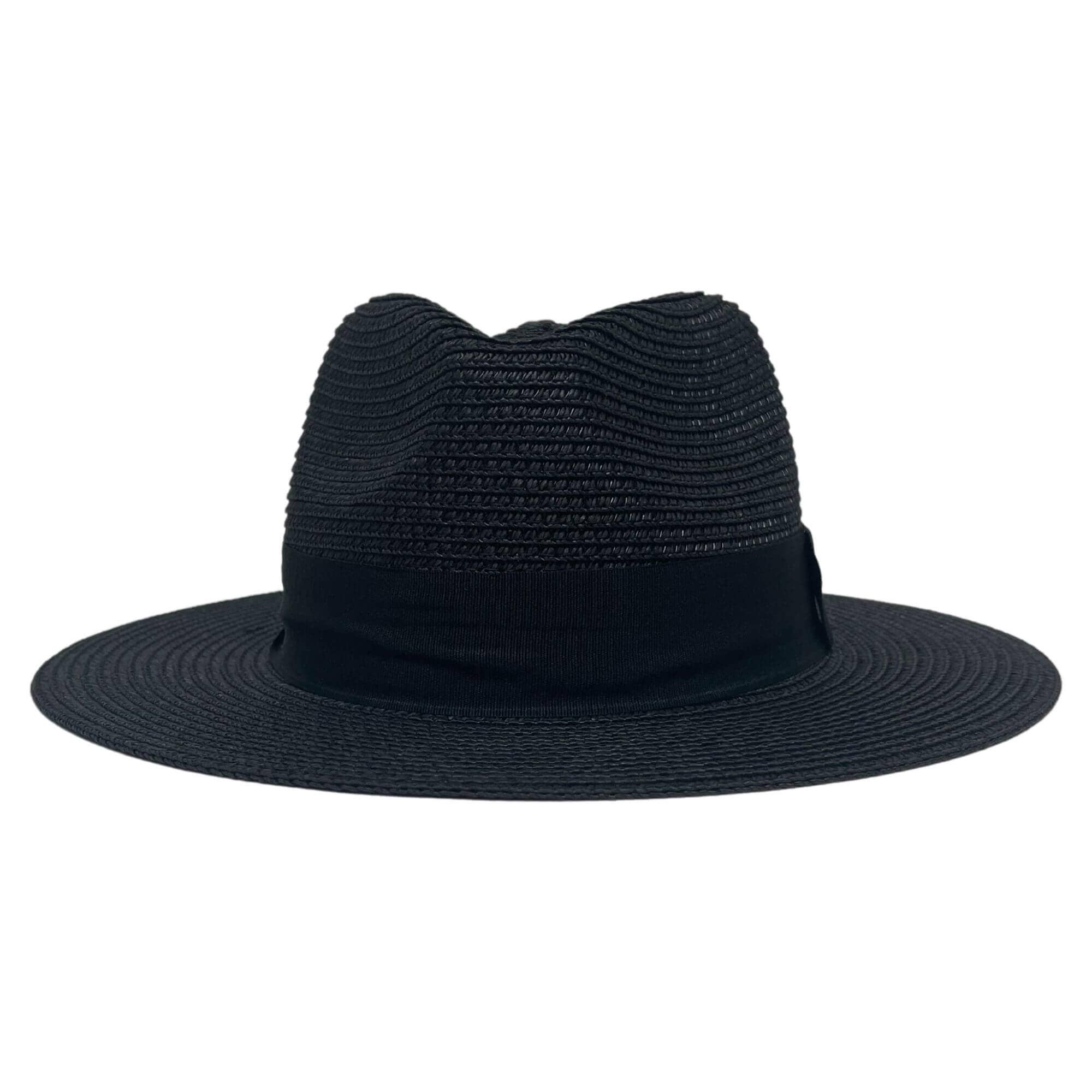Safari Fedora Straw Hat - Black / LG 7 3/8