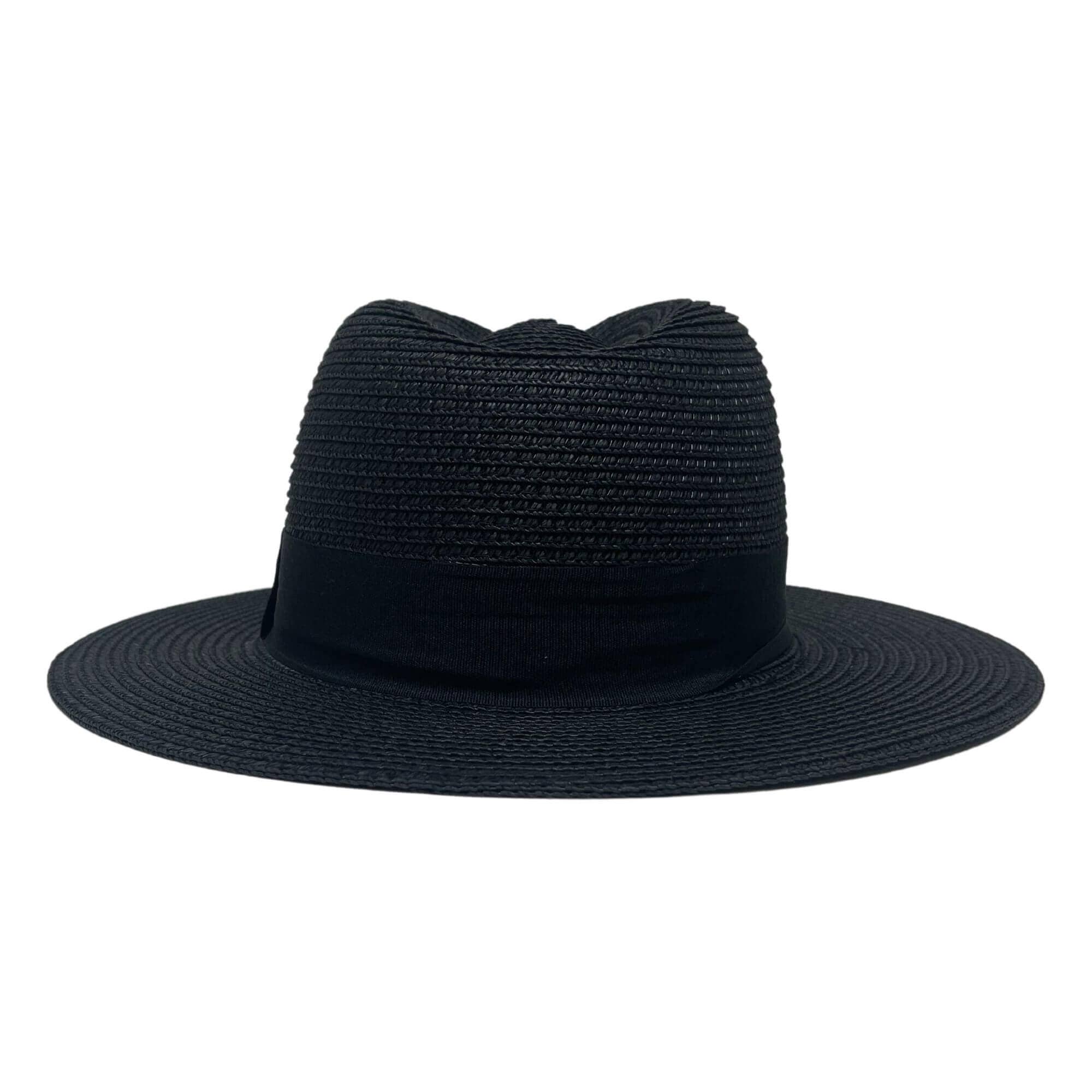 Safari Fedora Straw Hat - Black / LG 7 3/8