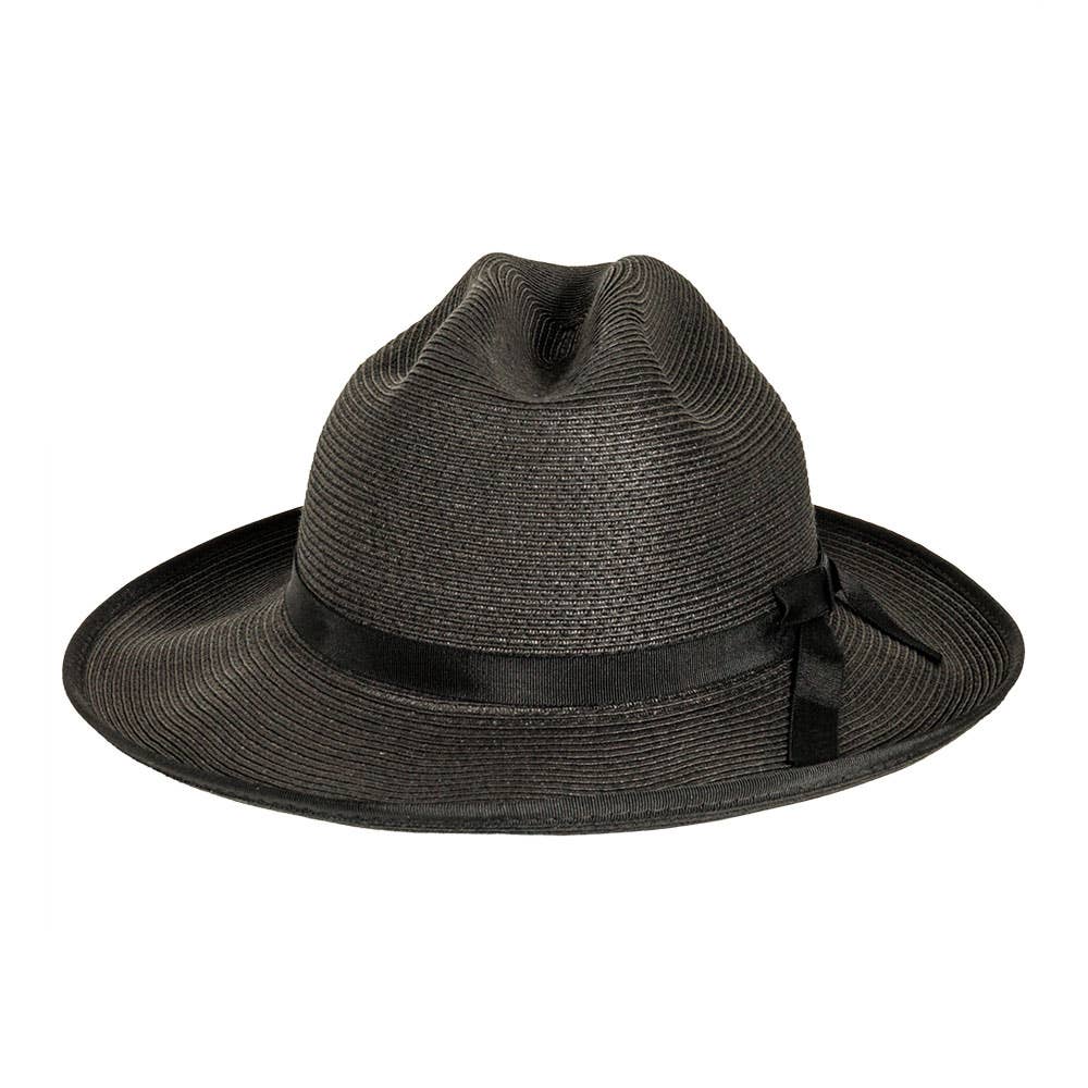 Open Road Straw Fedora Hat - Black / XL 7 5/8