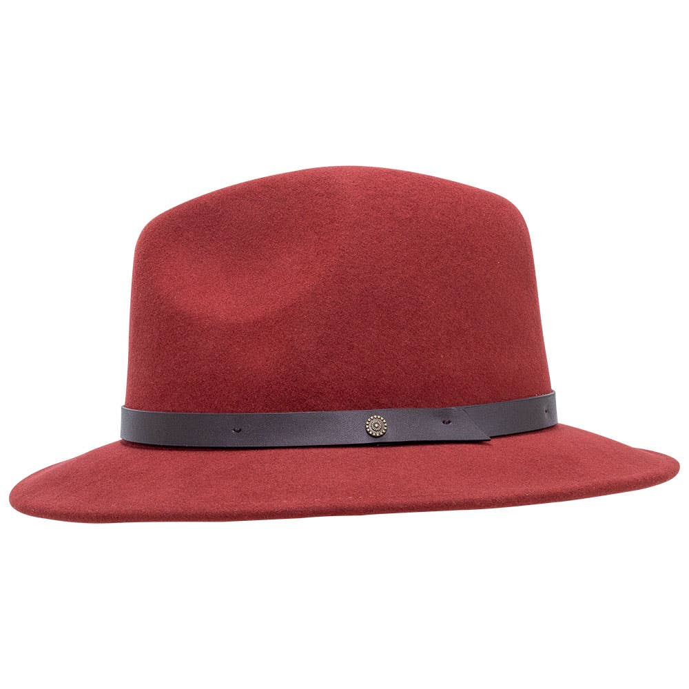 100% Wool Felt Fedora - Sangria /  LG 73/8