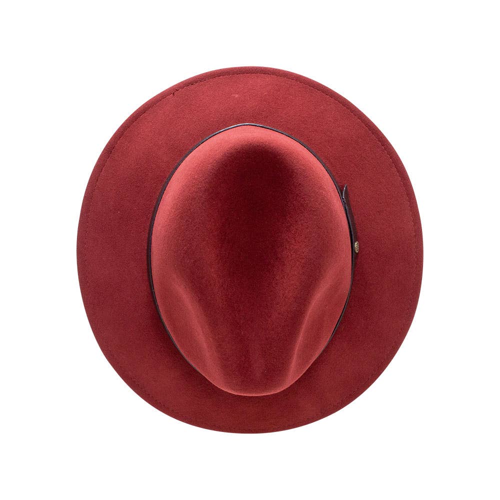 100% Wool Felt Fedora- McQueen: Sangria / XL fits 7-1/2 - 7 5/8