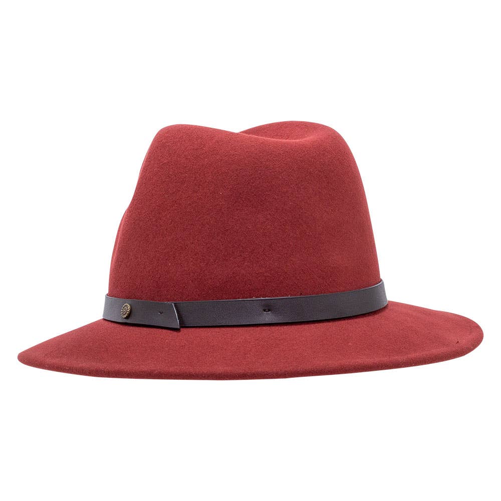 100% Wool Felt Fedora - Sangria /  LG 73/8