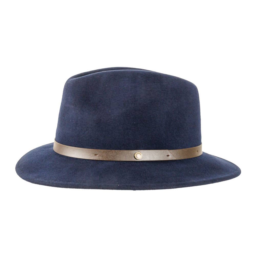 100% Wool Felt Fedora - Navy / LG 73/8
